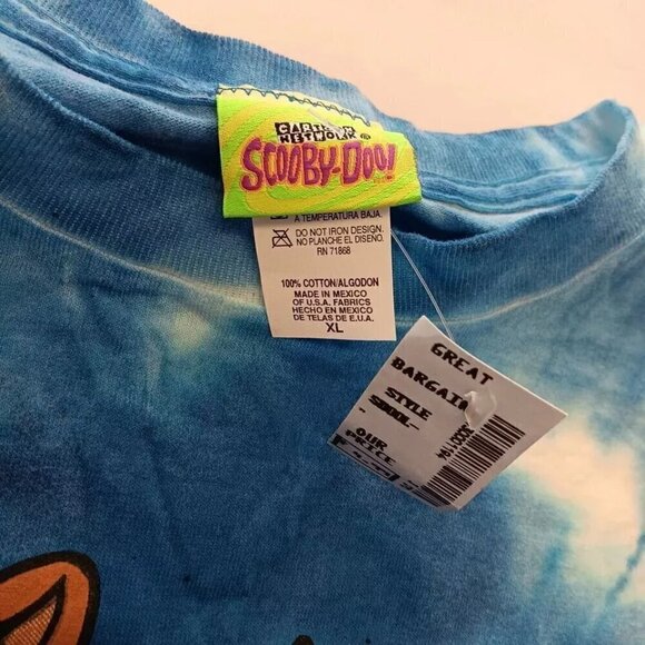 VTG Scooby Doo Shirt XL Blue 90s Tie Dye Cartoon Network Tee Hippie USA made NEW - Picture 4 of 9